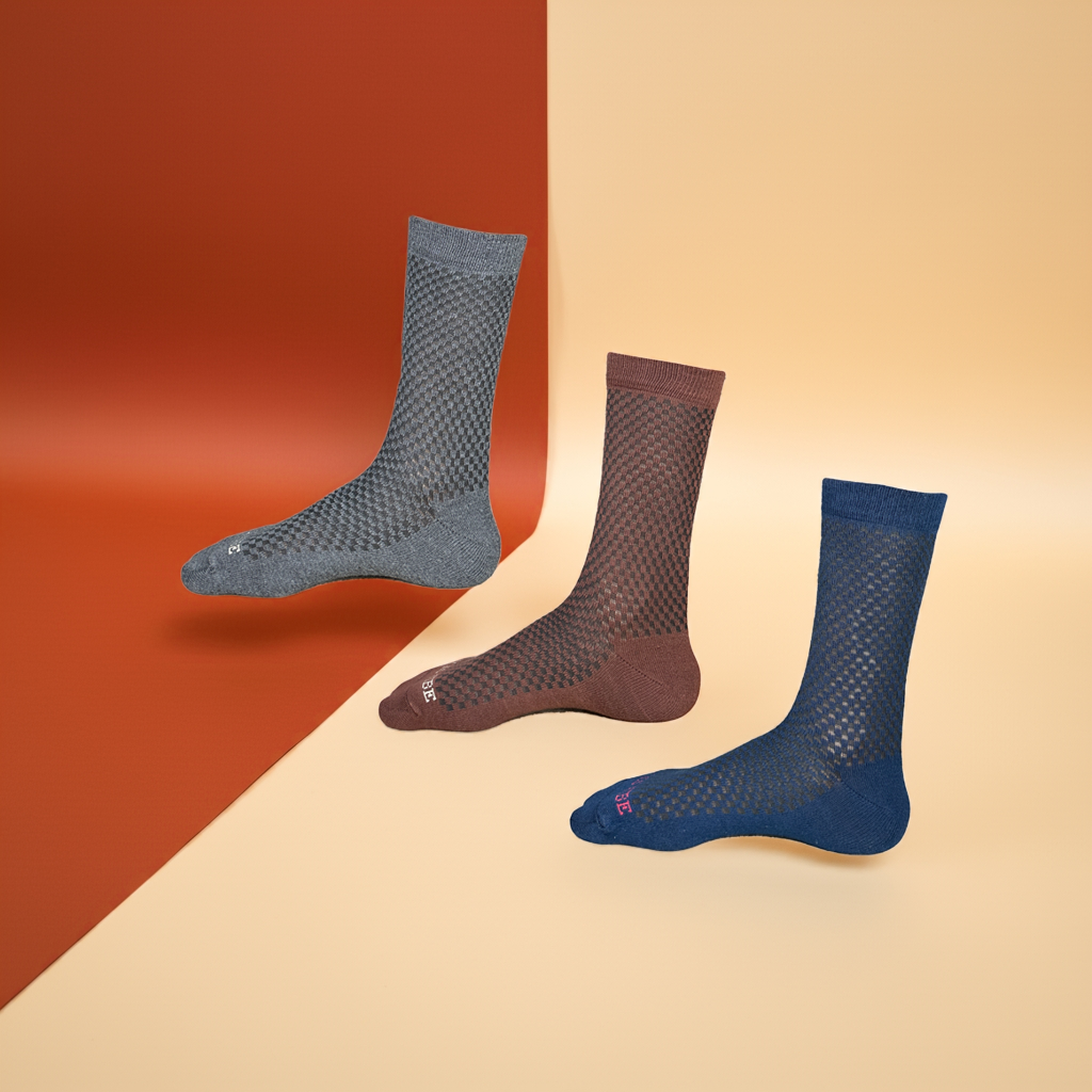Premium Pattern Crew Socks – 3 Pair Pack | Soft, Breathable & All-Day Comfort
