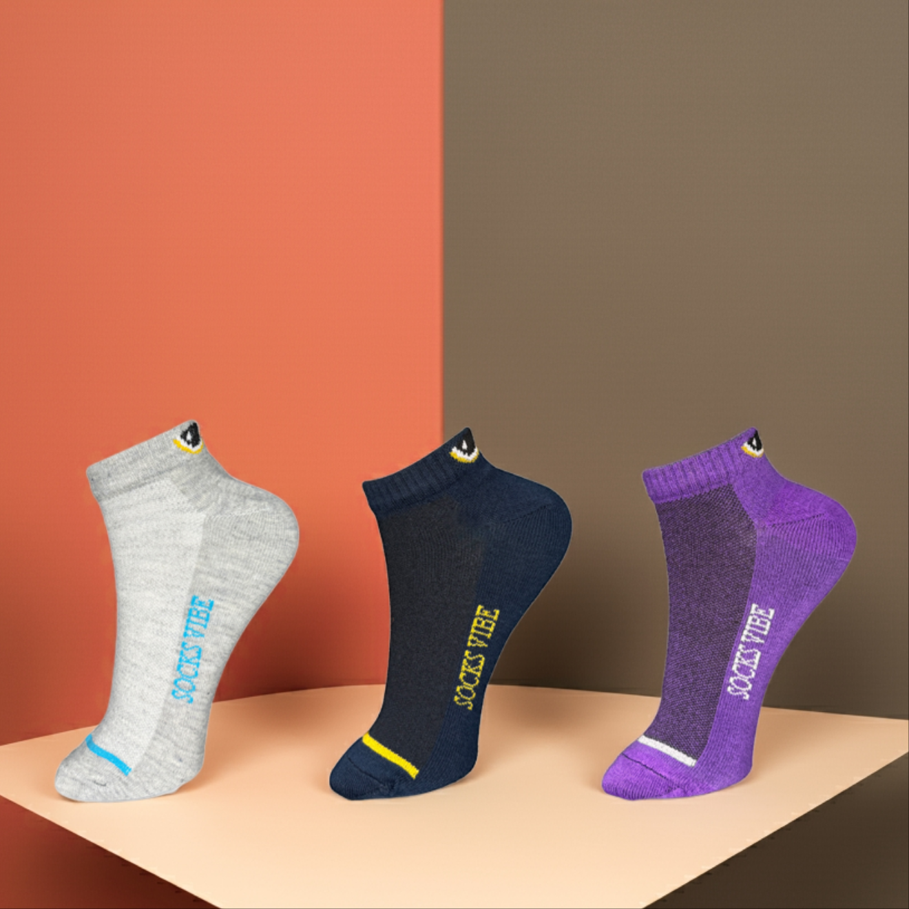 Color Pop Ankle Unisex Socks – 3 Pair Pack | Soft, Stylish & Everyday Comfort