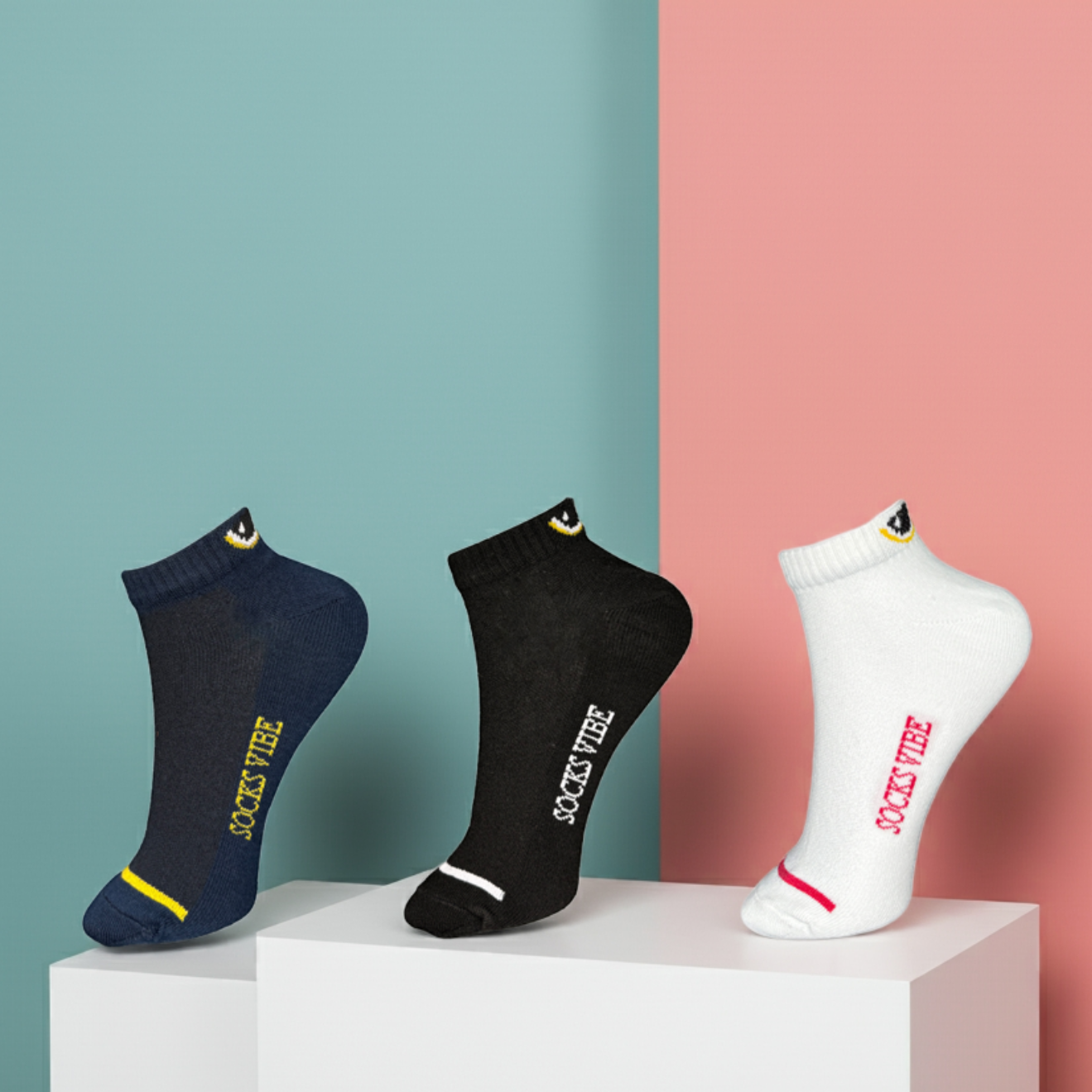 Color Pop Ankle Unisex Socks – 3 Pair Pack | Soft, Stylish & Everyday Comfort