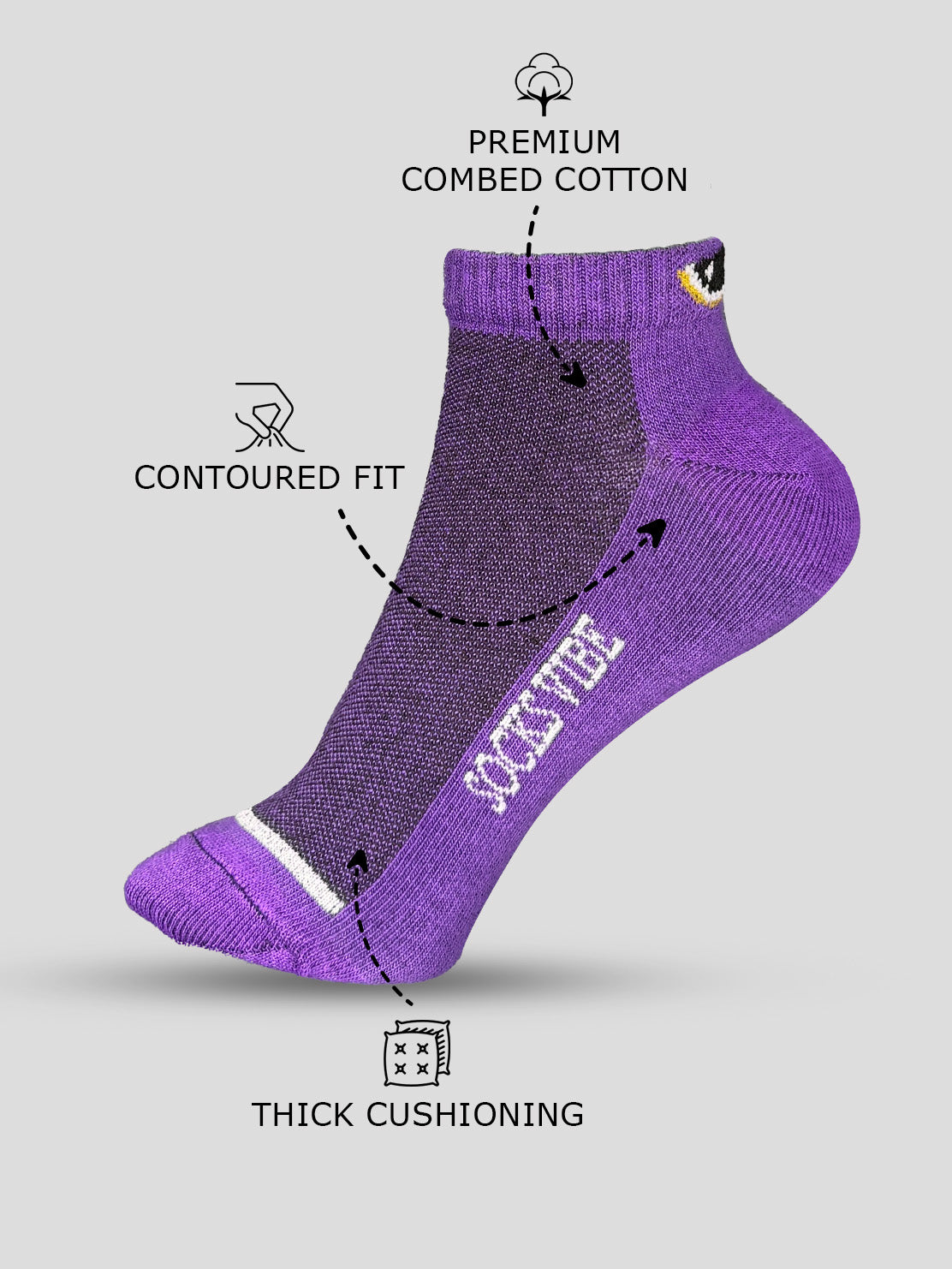 UrbanPlay Cotton Socks by Socks Vibe – Sporty Style Ankle (6 Pairs)