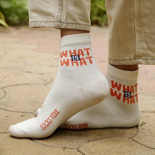 Bamboo Crew Socks for Men & Women – Graphic “What Is What” Design