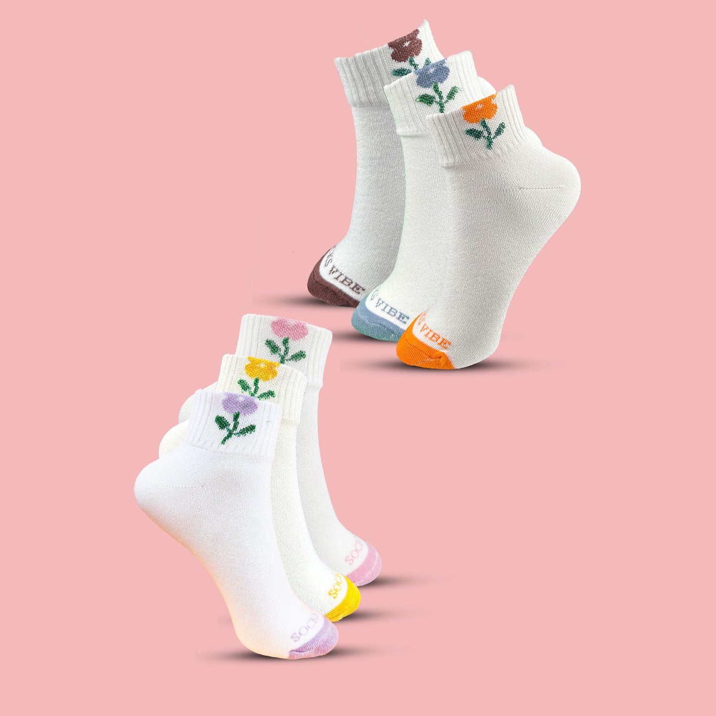 Floral Bamboo Women Socks – Super Soft, Stylish & Eco-Friendly, Set of 6