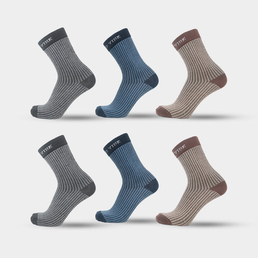 Premium Bamboo Houndstooth Socks for Men – Pack of 6