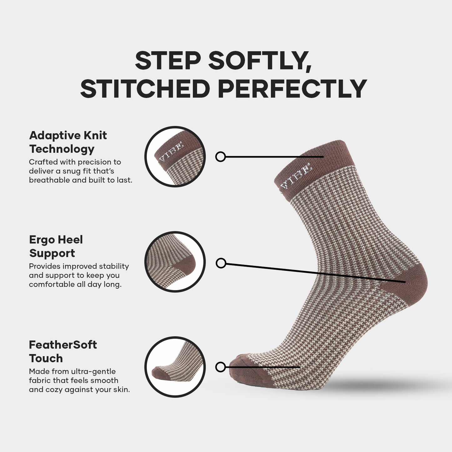 Premium Bamboo Houndstooth Socks for Men – Pack of 6