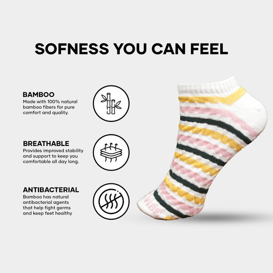 Socks & Smiles – Colorful Bamboo Ankle Socks for Women (Pack of 6)