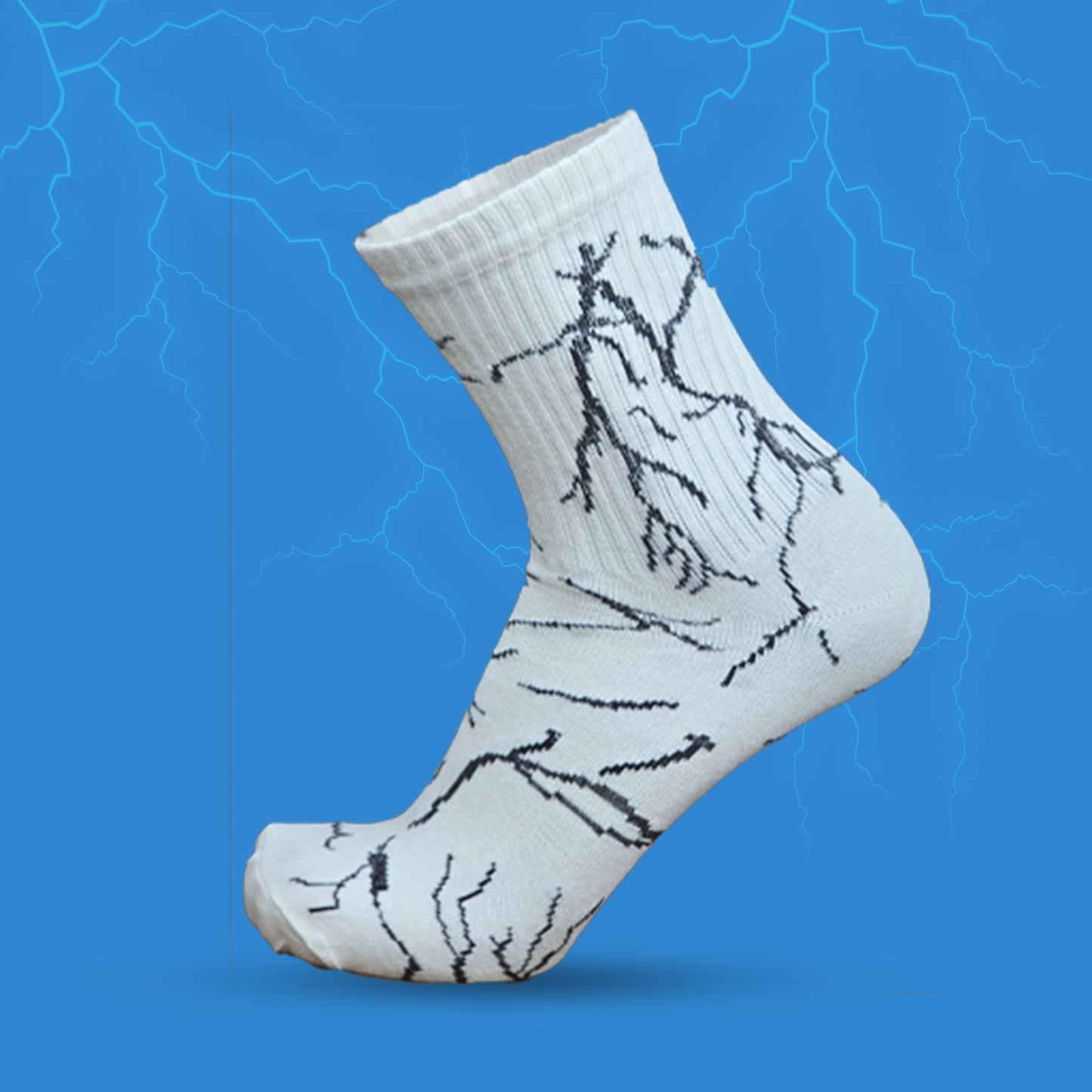 Lightning Strike Crew Socks – Bold Electric Pattern for Everyday Style