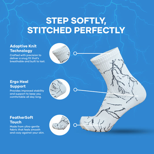 Lightning Strike Crew Socks – Bold Electric Pattern for Everyday Style