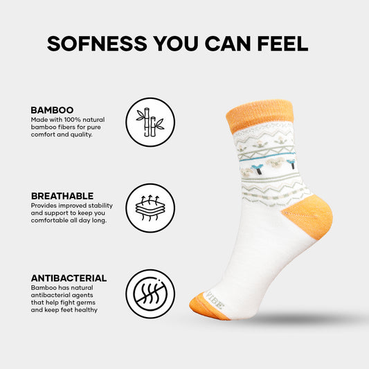 Stylish Pastel Bamboo Socks for Women – Gentle on Skin, Everyday Comfort (6 Pairs)