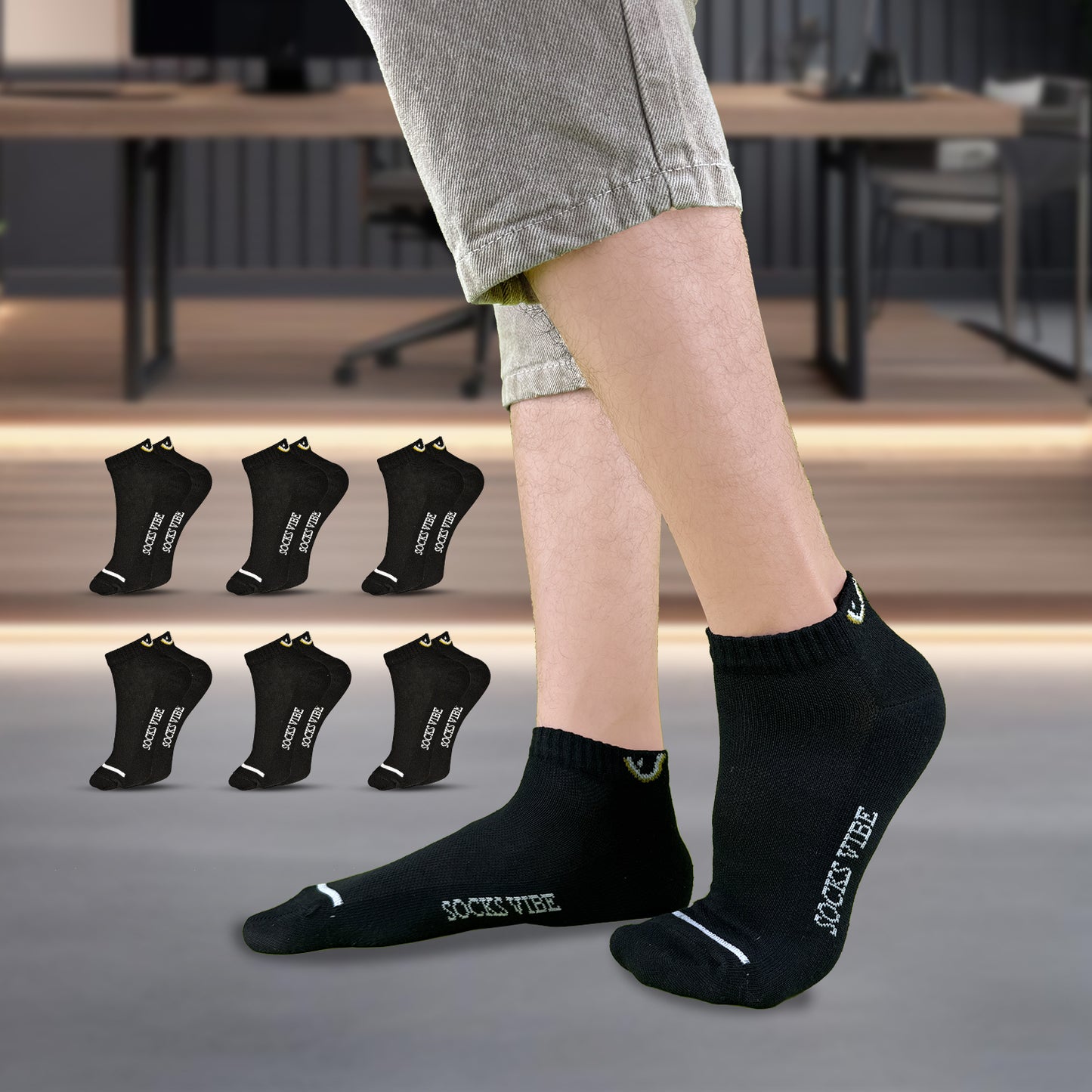 Premium Cotton Black Socks – Unisex Fit, Sweat-Free & Stretchable