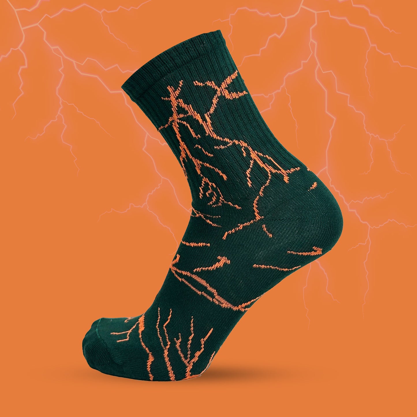 Lightning Strike Crew Socks – Bold Electric Pattern for Everyday Style
