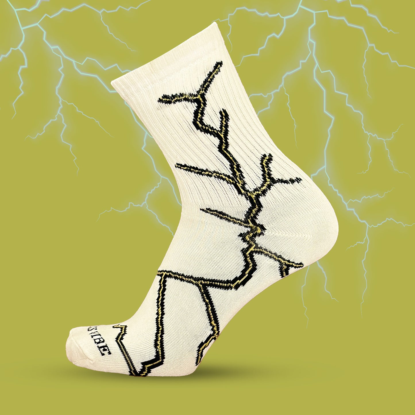 Lightning Strike Crew Socks – Bold Electric Pattern for Everyday Style