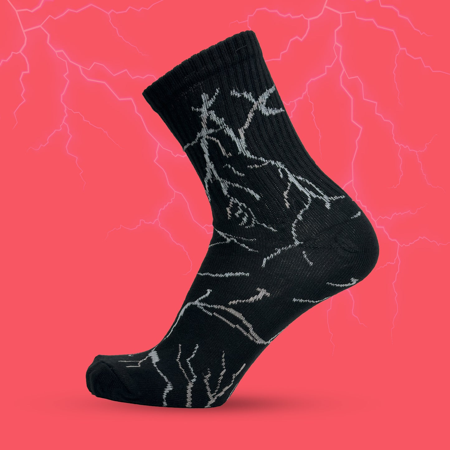 Lightning Strike Crew Socks – Bold Electric Pattern for Everyday Style
