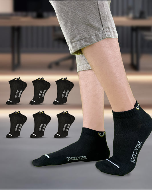 Premium Cotton Black Socks – Unisex Fit, Sweat-Free & Stretchable
