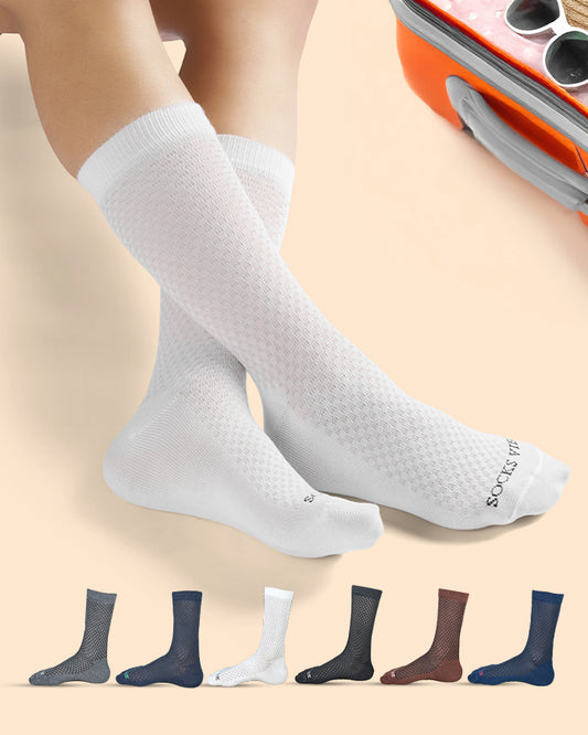 Socks Vibe GridFlex Series – Men’s Textured Crew Socks (Pack of 6)
