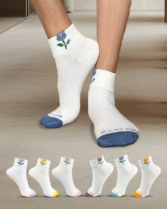 Floral Bamboo Women Socks – Super Soft, Stylish & Eco-Friendly, Set of 6