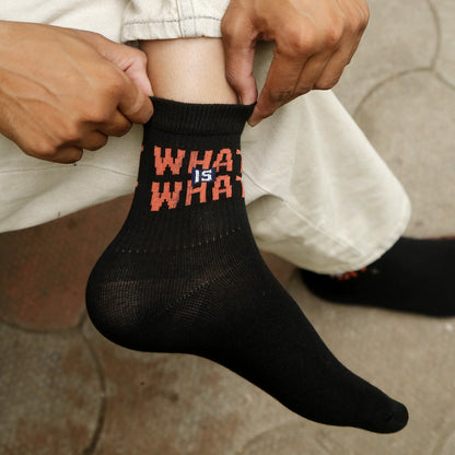 Bamboo Crew Socks for Men & Women – Graphic “What Is What” Design