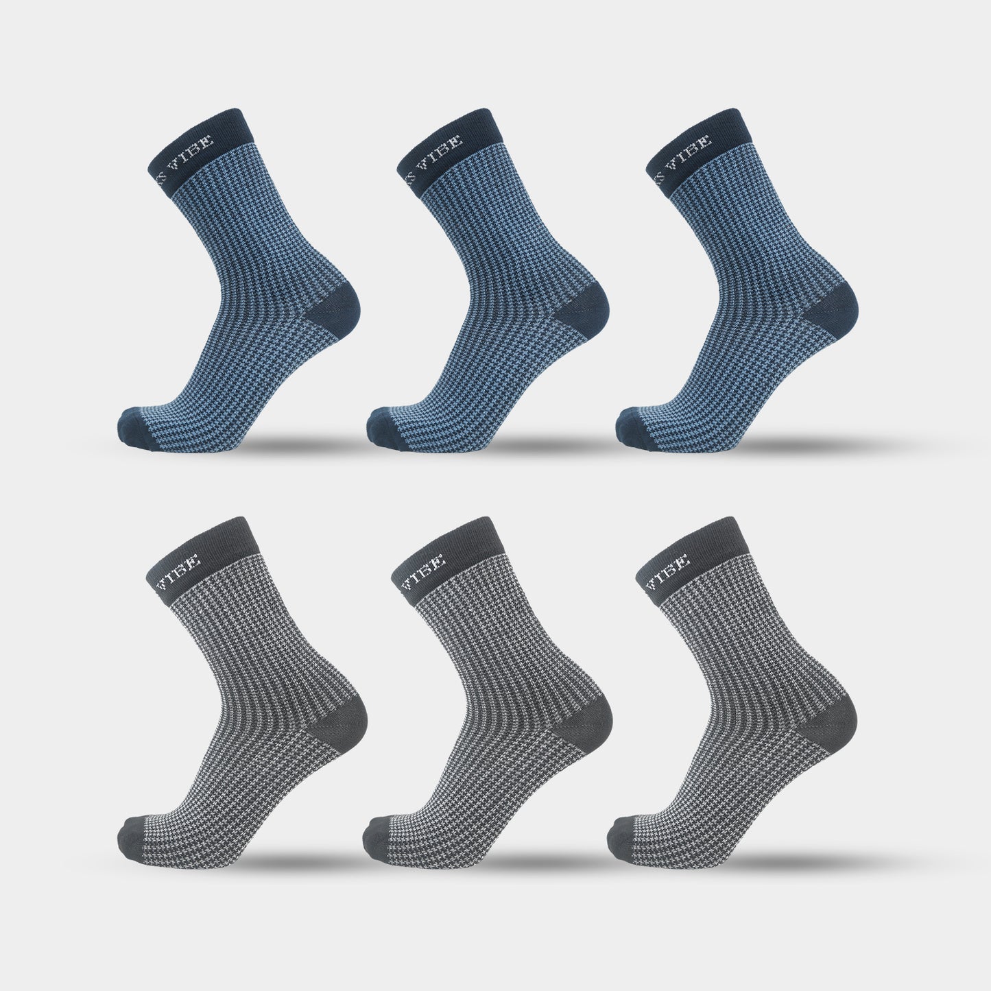 Premium Bamboo Houndstooth Socks for Men – Pack of 6