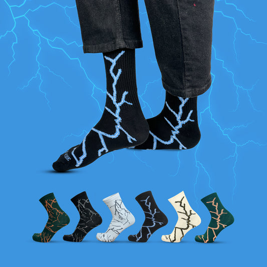 Lightning Strike Crew Socks – Bold Electric Pattern for Everyday Style
