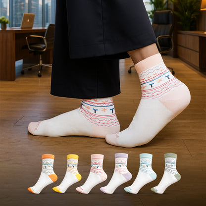 Stylish Pastel Bamboo Socks for Women – Gentle on Skin, Everyday Comfort (6 Pairs)