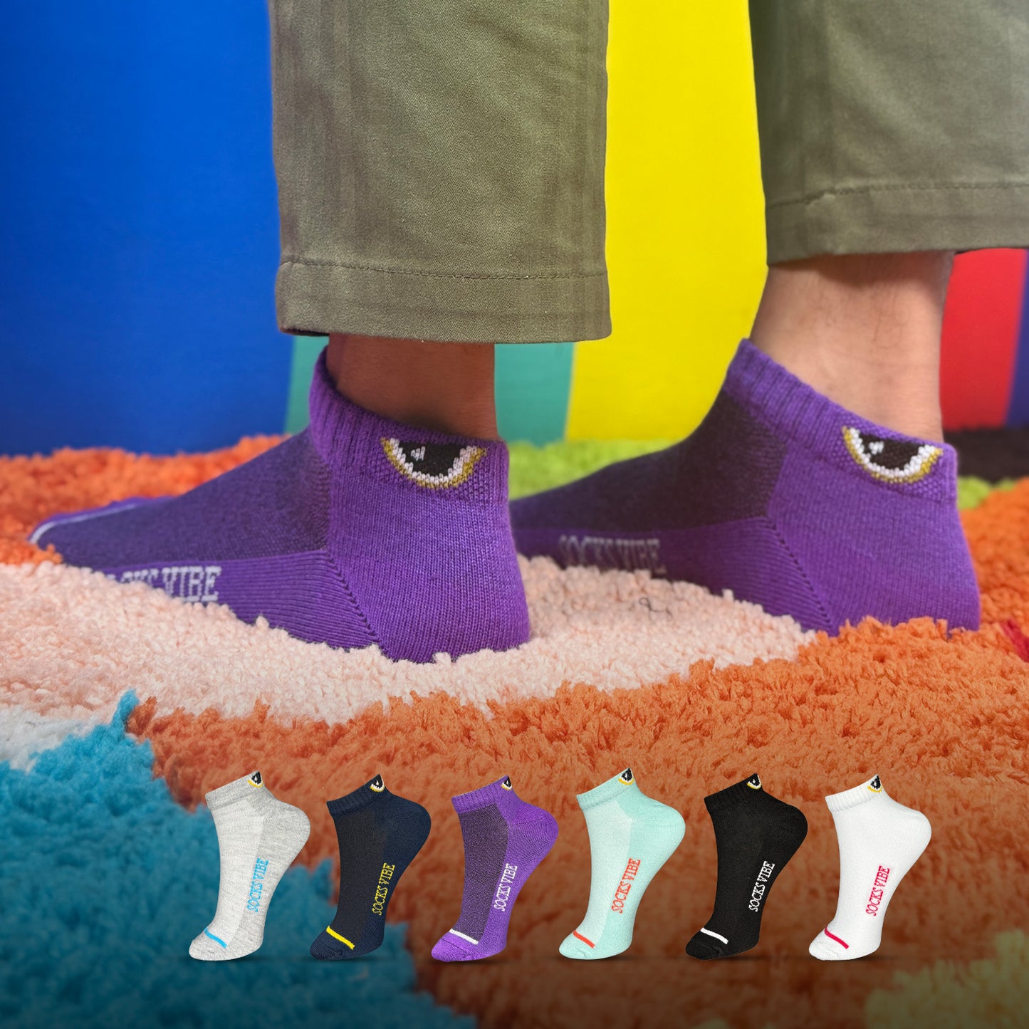 UrbanPlay Cotton Socks by Socks Vibe – Sporty Style Ankle (6 Pairs)