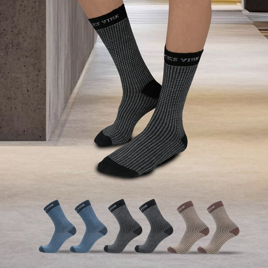 Premium Bamboo Houndstooth Socks for Men – Pack of 6