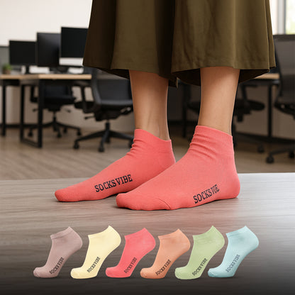 Blissful Pastels – 6 Pair Bamboo Ankle Socks for Women | Soft, Fresh & Stylish Comfort
