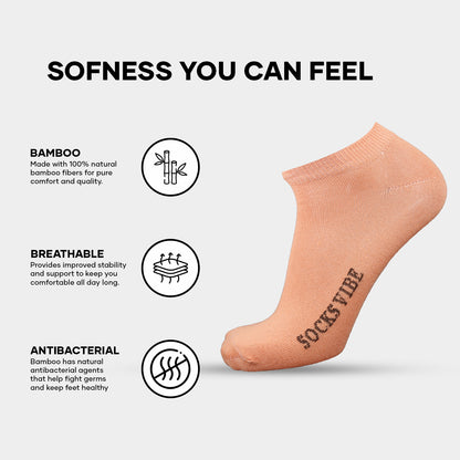 Blissful Pastels – 6 Pair Bamboo Ankle Socks for Women | Soft, Fresh & Stylish Comfort